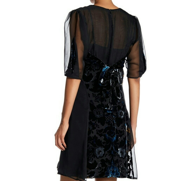 Anna SuiArabesque Floral Velvet DressBlack 4 - Picture 7 of 8
